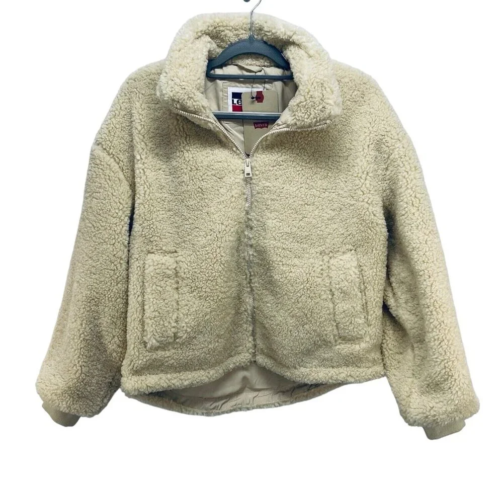Levi's Original Women's Sherpa Fleece Teddy Jacket Beige Size XS New
